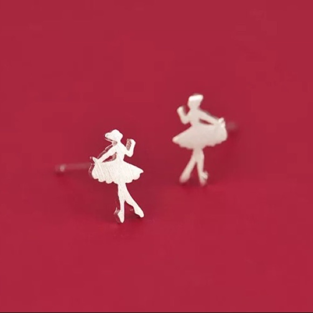 🎉 New Silver Tiny Dancer Ballerina Earrings